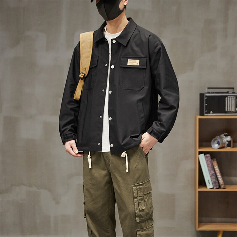 工装夹克男宽松落肩宽松纯色上衣外套DSA157B-JK733-P68图片