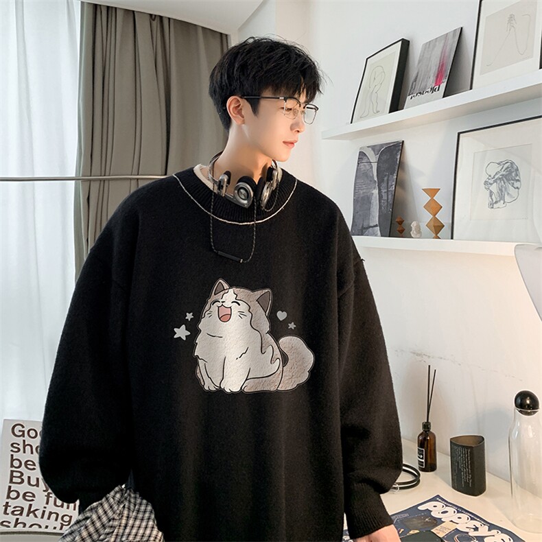 假两件毛衣男大码加绒针织衫男毛线衣M80358-P55加绒P70,男装针织衫/毛衣,电商A040