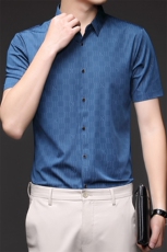 夏季新款衬衫男士短袖职业商务正装男休闲中年弹力修身工作服衬衣，男装衬衫，电商B212（原钱塘6029）