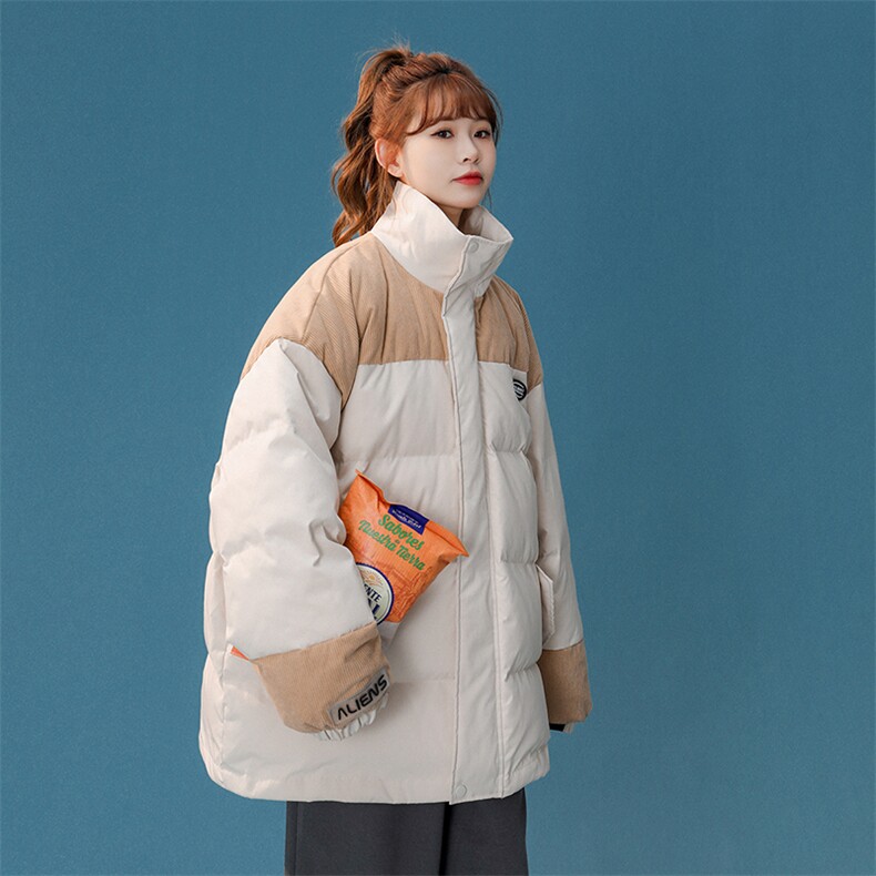 1中性风灯芯绒拼接棉衣女立领棉服女外套女8718P128控168，女装棉衣/棉服，星座226-2