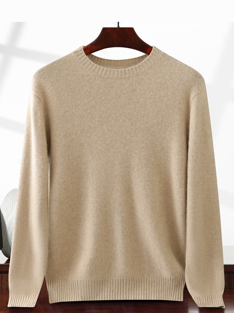 2025年秋季新款男士纯色加厚羊绒衫时尚休闲通勤，男装羊绒套衫，绒创羊绒