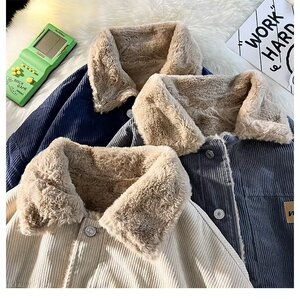 日系复古灯芯绒棉服男女冬季潮牌羊羔毛外套设计感棉袄GM226-P70图片