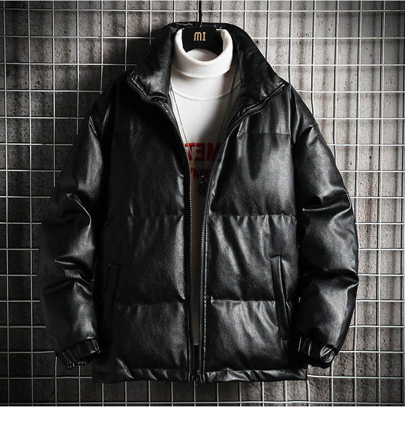 PM51097-P120立领pu皮棉衣男大码面包服男棉服男棉袄男,男装棉衣,电商A040A