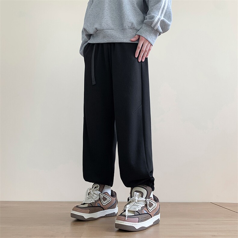 港风秋冬长裤宽松休闲扣带松紧腰束脚卫裤K23303-P40控58,男装休闲裤,星座717