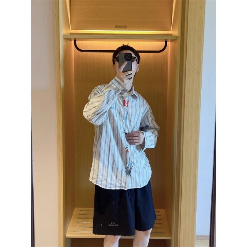 【有货】DC3013-特P45MOISHETIDE刺绣条纹短袖衬衫男,男装衬衫,星座603-2