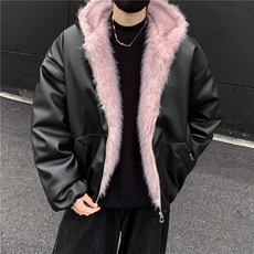 美式复古解构裁片设计加绒外套男宽松休闲座山雕皮棉服夹克潮p105，男装夹克，电商C307