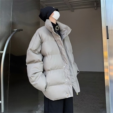 PU皮面包服外套男士2024冬季美式潮牌宽松加厚羽绒棉服W7987-P82，男装棉衣，星座512-4