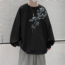 5XL华夫格卫衣男大码胖子圆领长袖t恤HW76393-P30加绒款-P40，男装卫衣，电商A040