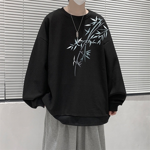 5XL华夫格卫衣男大码胖子圆领长袖t恤 HW76393-P30加绒款-P40图片