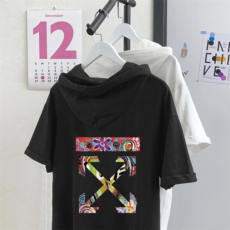 LD54169-P45连帽短袖t恤男大码胖子带帽五分袖中袖,男装T恤,电商A040