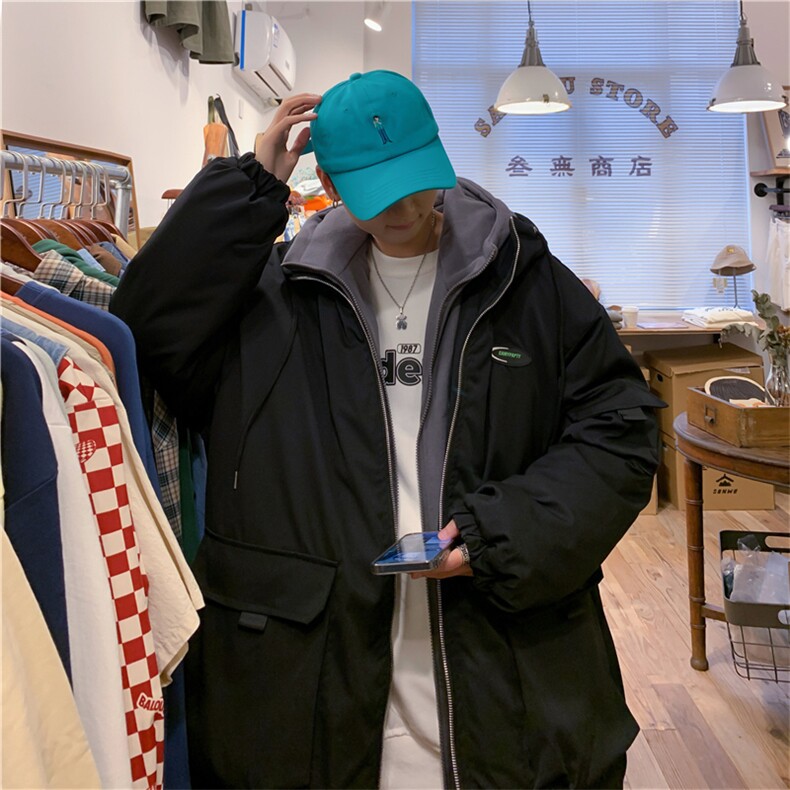 A新款假两件连帽棉衣外套港风夹克棉服上衣男学生保暖W2277-P82,男装夹克,星座512-2