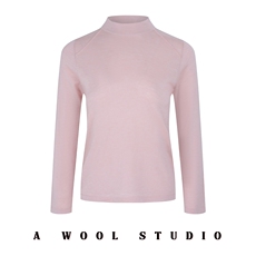 2025年秋季新款百搭女士长袖双层领半高针织衫，女装针织衫/毛衣，宋氏羊绒