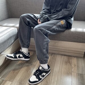 束脚牛仔裤男春夏季ins深蓝色青少年宽松哈伦S-3XL长裤K2141-P42,男装牛仔裤,星座512-2