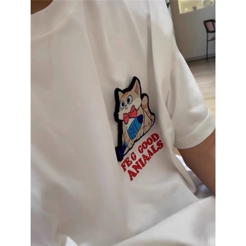 夏季新款港风美式字母刺绣魔术贴圆领短袖T恤男女ZX472-P38,男装T恤,星座313A(原308A-2)