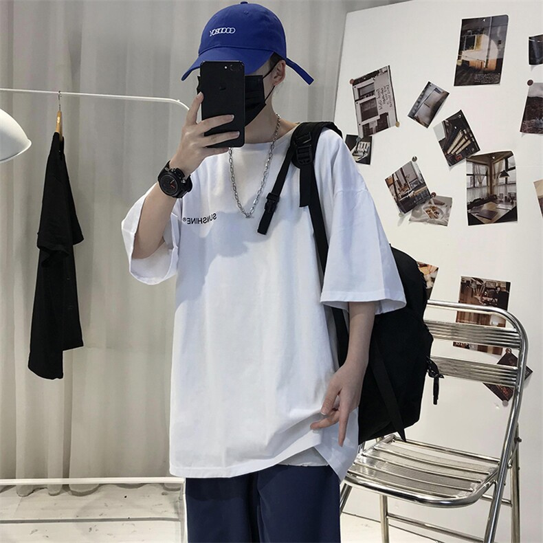 XZ115A-T06 200克纯棉男女字母印花大码S-5XL 10色T恤衫圆领半袖图片