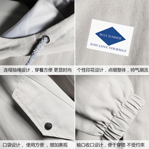 JK41061-P85纯棉连帽夹克男士大码工装夹克男外套男 网格挂拍图片