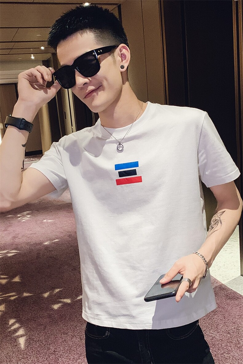 M34夏季短袖t恤男韩版修身网红潮牌半袖衣服社会精神小伙,男装T恤,星座102A（原电商D309-1）