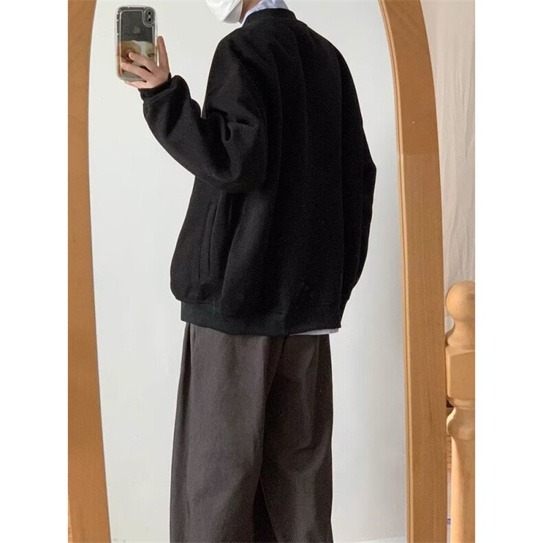 复古简约纯色棒球服外套男宽松百搭休闲夹克卫衣513AWY2467P55,男装夹克,星座513A