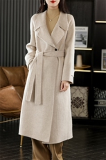 【超细澳毛韩系立领】冬季新款高级感加厚双面羊毛大衣女长款显瘦，女装双面呢大衣，贝源羊绒