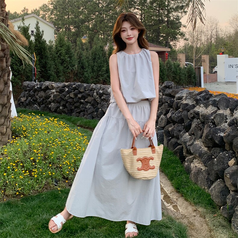 休闲慵懒风背心半身裙套装女夏2025新款两件套夏日漂亮巨好看爆款图片