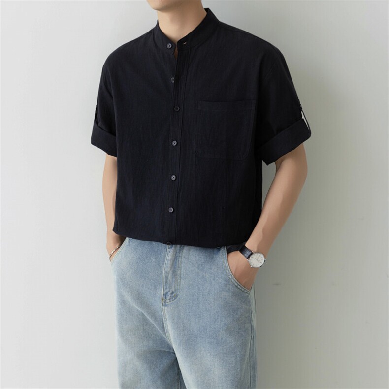 扎染衬衫男短袖夏季感痞帅五分袖衬衣日系复古宽松外套潮CS89-P45,男装T恤,电商B278