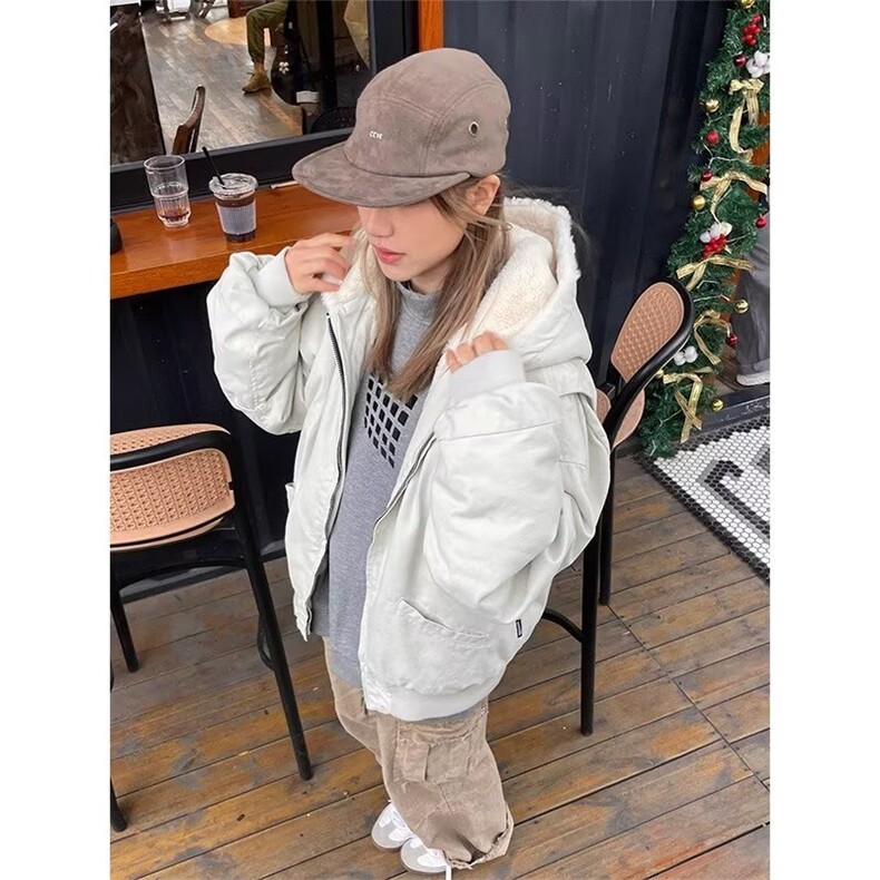 羊羔毛绒外套男女2025年新款秋冬宽松休闲加绒加厚连帽棉衣棉服,男装棉衣,四季星座505