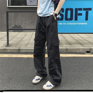 美式贴标设计感休闲裤男小众直筒工装裤冲锋裤图片