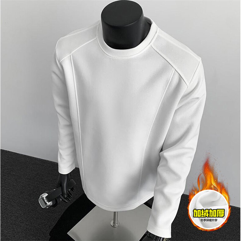 抖音得物品质美式高街重磅曼巴棉结构硬阔boxy版潮牌卫衣长袖T恤，男装T恤，电商A486