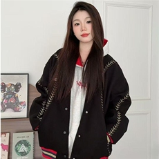 网图慵懒重磅三彩尼满刺绣棒球棉服廓形夹棉夹克A025-MY1667-P78，男装夹克，电商A025