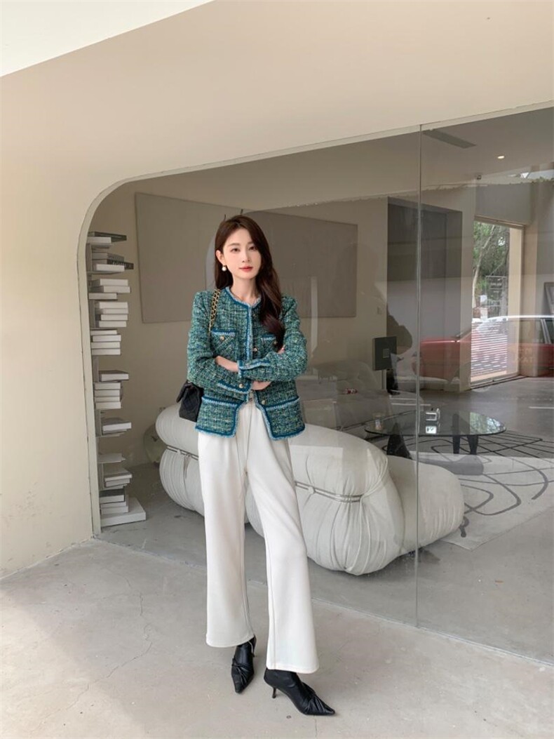 高端定制含羊毛面料时尚气质高雅淑女外套，其它，荷塘月色