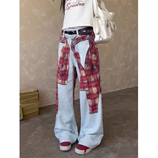 3D立体数码打印格子衬衫牛仔裤欧痞帅宽松直筒休闲裤NG955，男装牛仔裤，星座1116A（原606A-3）