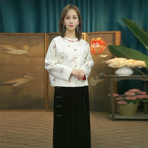 现货2024春季新款简约刺绣盘扣衬衫新中式穿搭上衣B014图片