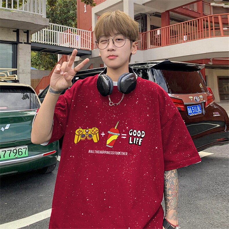可48小时发货支持抖音得物来样二开美式满天星亮片短袖T恤MTX649,男装T恤,电商A486