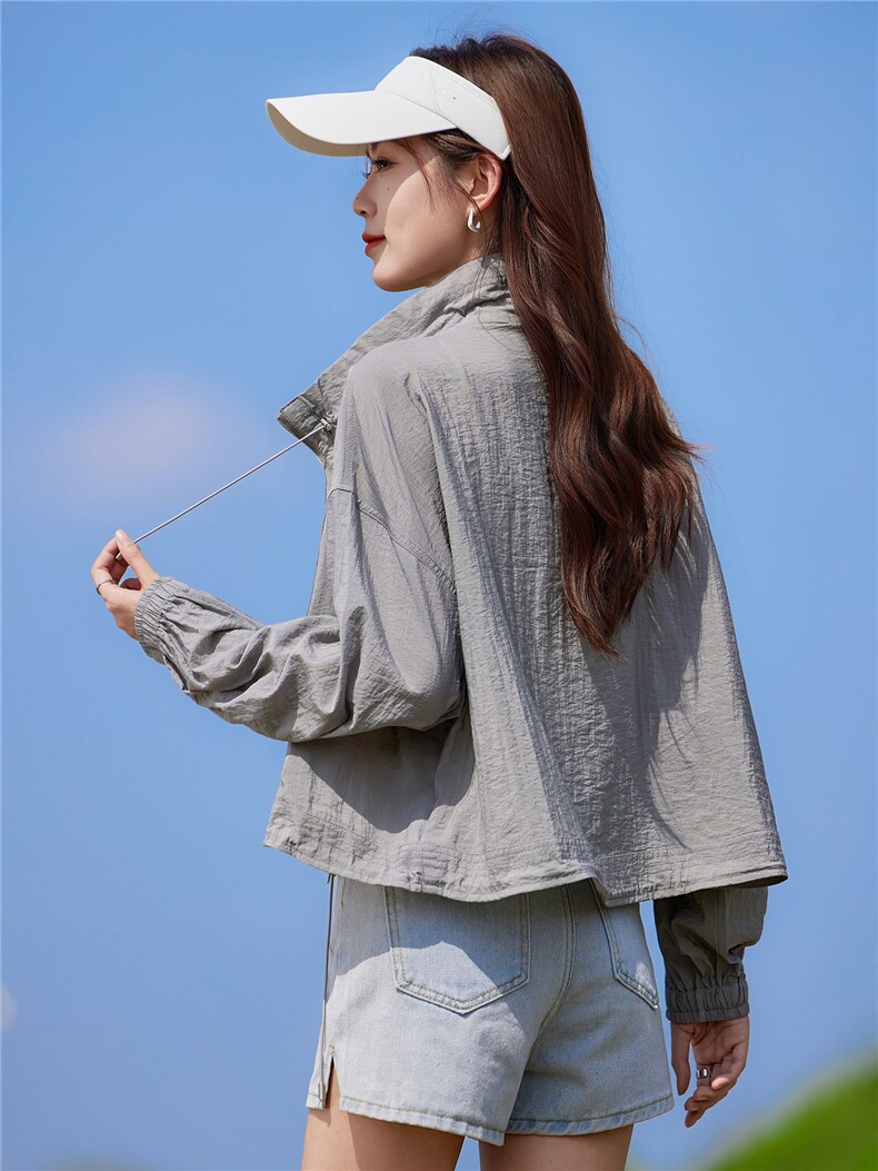 现货2026夏季时尚休闲宽松百搭韩版宽松夏季轻薄短外套,女装防晒衣,靓衣阁