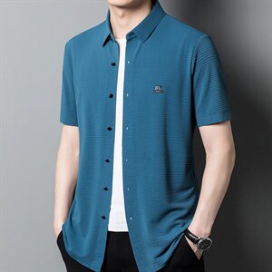夏装短袖衬衫2023新款男士衬衣中年人上衣薄款夏季中老年男装图片