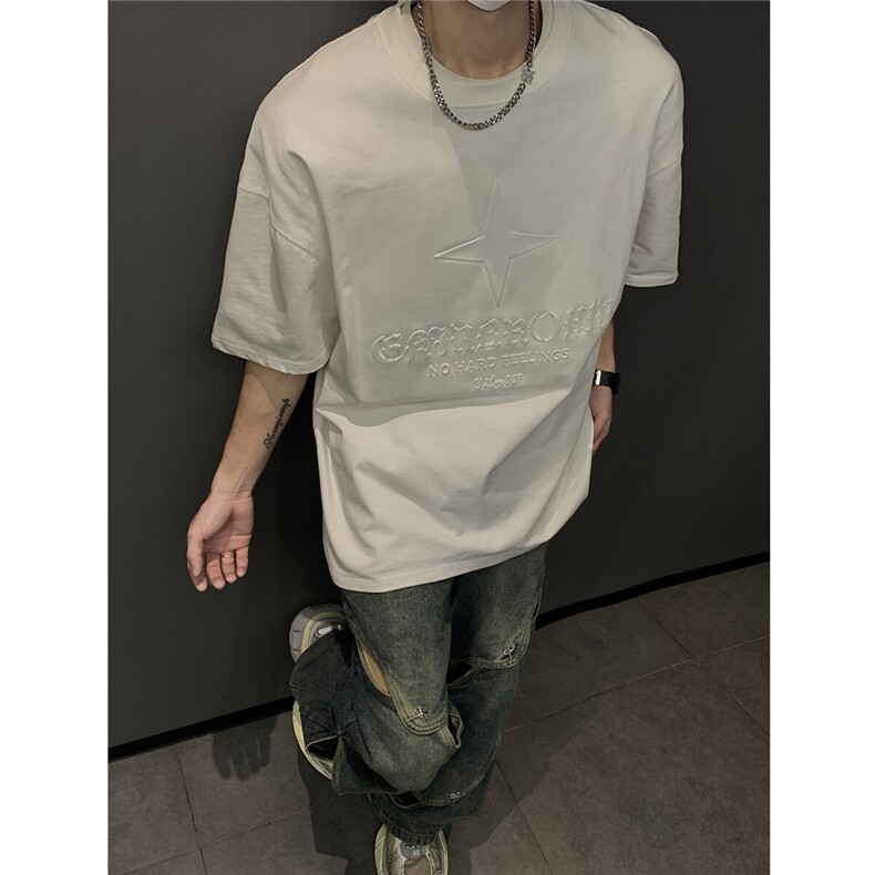 港风钢印多色大码短袖T恤男DT77781P28块特价控55：供抖音视频图片