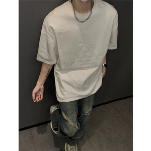港风钢印多色大码短袖T恤男DT77781P28块特价控55：供抖音视频图片