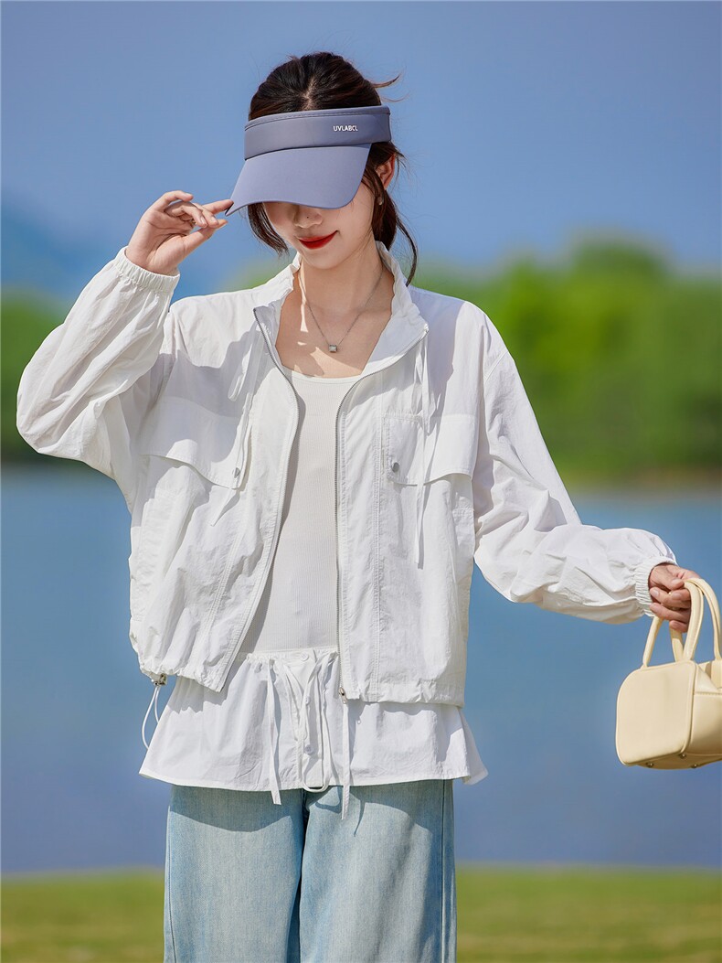 现货2026夏季新款时尚两件套城市户外宽松型休闲妈妈轻薄短外套,女装防晒衣,靓衣阁