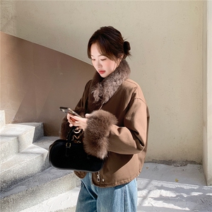 新品上新~狐狸毛围脖90羽绒内胆派克羽绒服女 5167-P350-K518图片