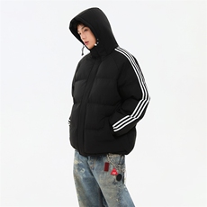 冬季潮流条纹五防立领加绒加厚棉衣情侣撞色棉服外套MY8899-p78，男装棉衣，星座610B-1
