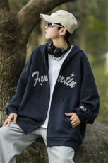 主推M-6XL大码420克重磅华棉秋季连帽刺绣开衫卫衣109-W23619-P65，男装卫衣，星座109-1
