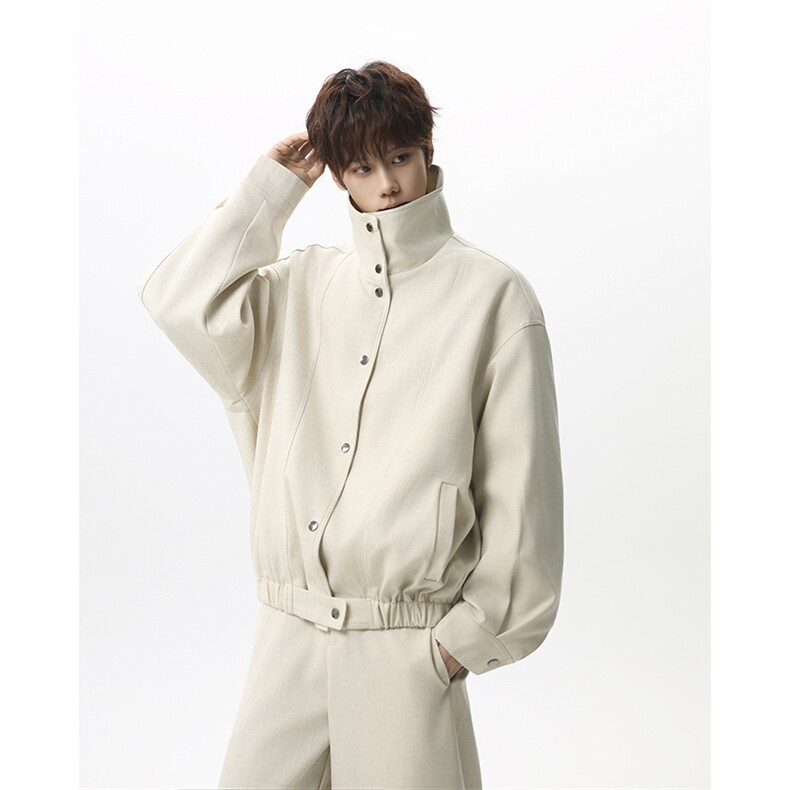 复古亚麻立领哈灵顿宽松短款夹克外套-JK82588-特P100,男装夹克,电商B289