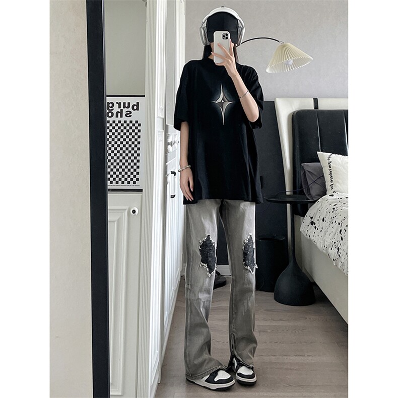 秋季拉链ins美式高街hiphop直筒牛仔裤货号K667P60,男装牛仔裤,电商A063