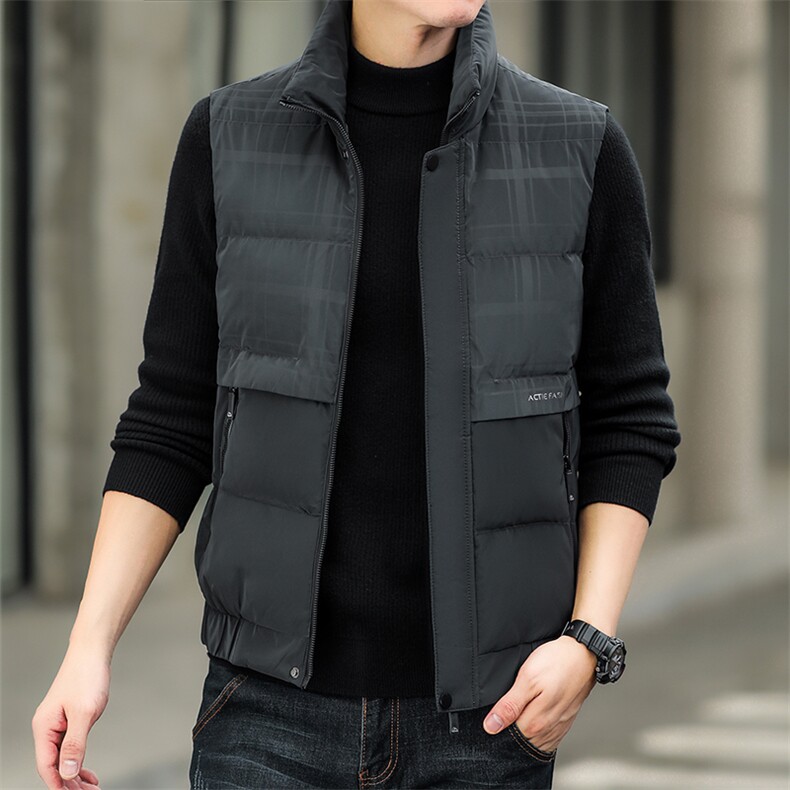 羽绒马甲男加厚保暖外套2023冬季新款中年男士商务休闲坎肩背心，男装背心/马甲，电商B212（原钱塘6029）