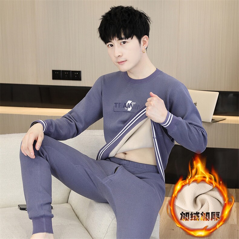 男士秋衣秋裤青少年学生保暖内衣加绒加厚套装TZ1103-P67,男装棉衣,星座310B-3