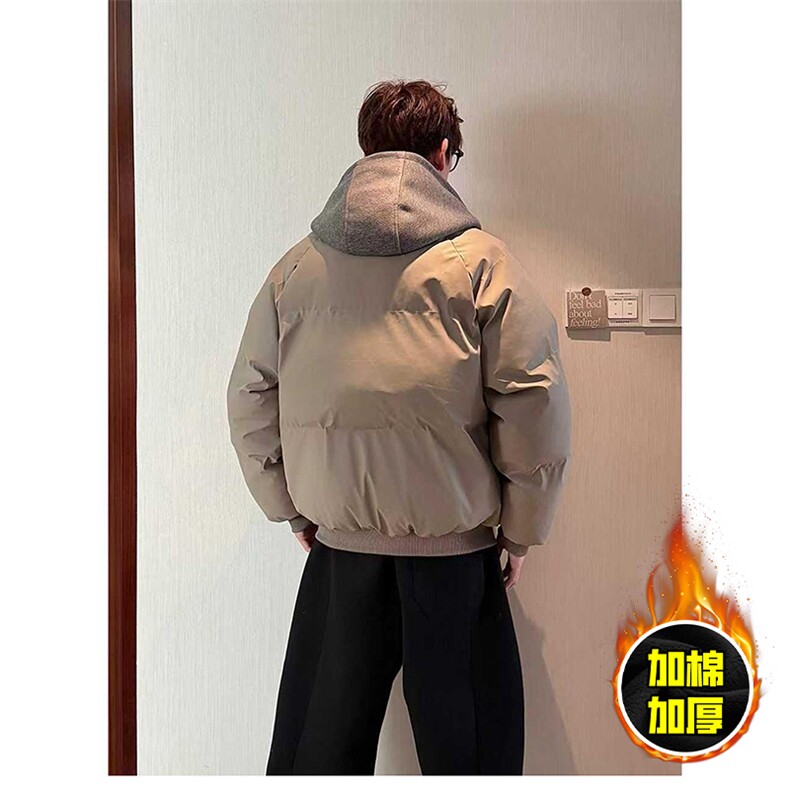 现货高品质重磅工艺美式高街假两件PU皮棉衣男女加厚棉服外套,男装棉衣,电商A443