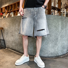 夏季痞帅破洞牛仔短裤Z036#-P45，男装牛仔裤，星座905