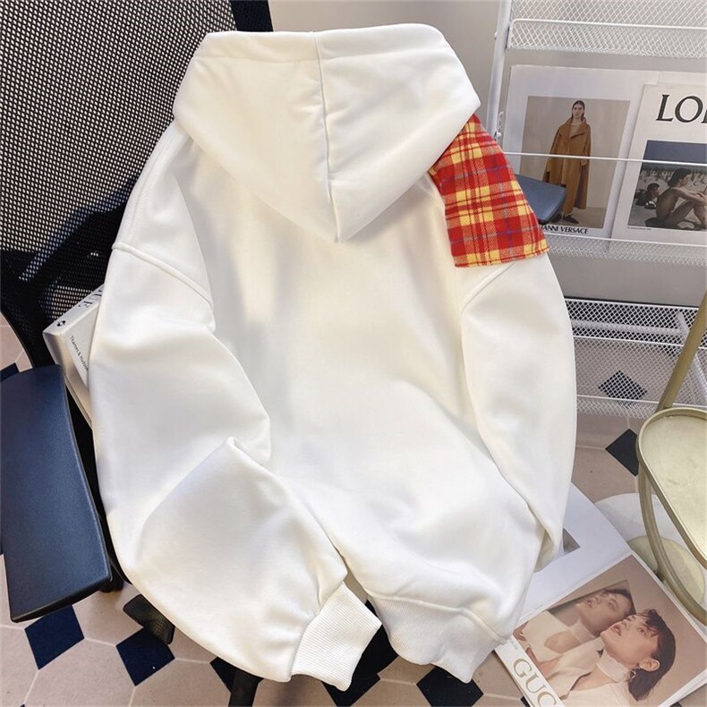 拼接格子绑带设计重磅秋冬全棉高品质美式高街连帽卫衣外套Y7709,男装卫衣,电商A486