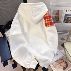 拼接格子绑带设计重磅秋冬全棉高品质美式高街连帽卫衣外套Y7709，男装卫衣，电商A486