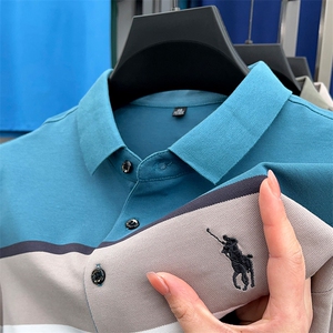polo衫中年商务休闲男装夏季新款男士短袖T恤半袖翻领宽松上衣服图片